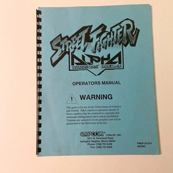 Vintage 1995 Street Fighter Alpha Warriors Dream Capcom Arcade Game Manual - Picture 9 of 9